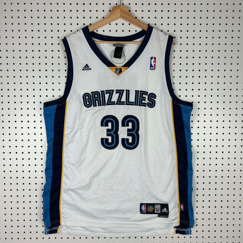 Adidas Memphis Grizzlies Marc Gasol Size XL 54 #33 NBA Jersey White Blue GRIND